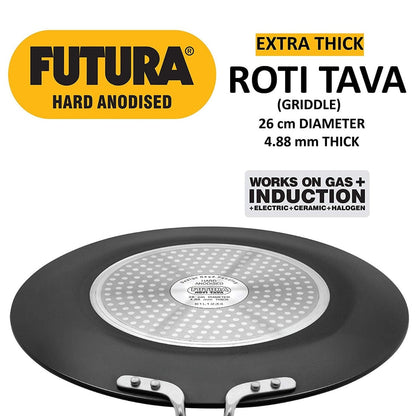 Futura Hard Anodised Roti Tava 26cm 4.88 mm Induction Base By Hawkins IART26