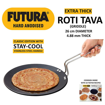 Futura Hard Anodised Roti Tava 26cm 4.88 mm Induction Base By Hawkins IART26