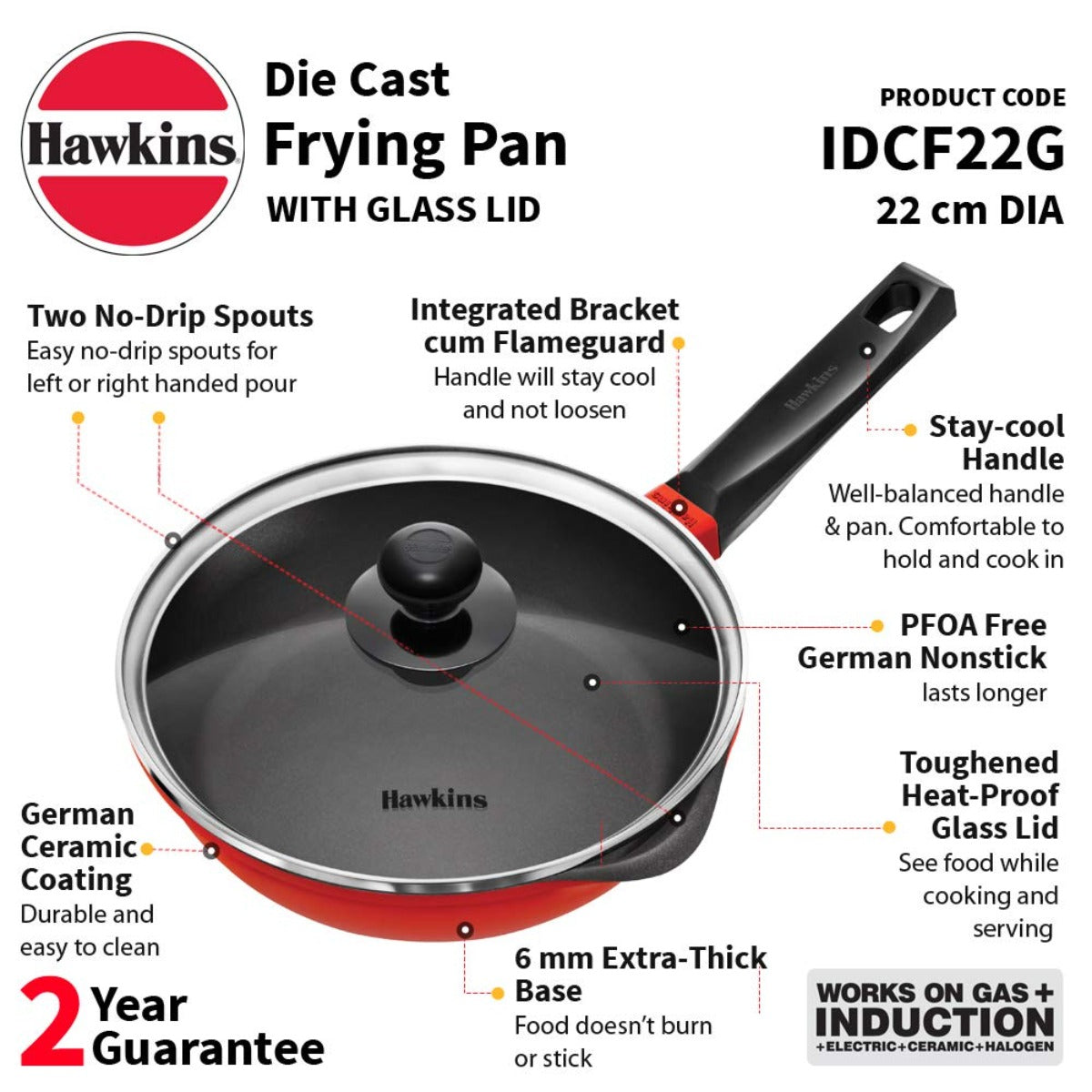 Hawkins Die Cast Non-Stick Frying Pan/Skillet | Induction Compatible