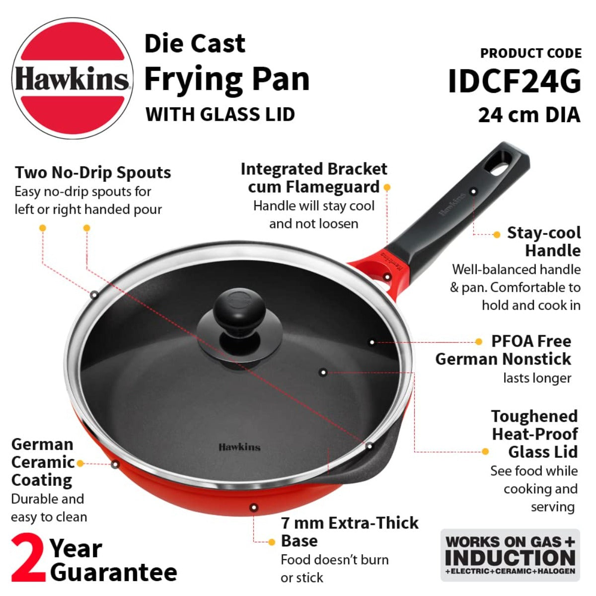 Hawkins Die Cast Non-Stick Frying Pan/Skillet | Induction Compatible