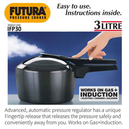 Futura 3 Ltr Hard Anodised Induction Base Pressure Cooker IFP30 By Hawkins