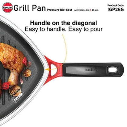 Hawkins Die Cast Nonstick Grill Pan | Red & Black