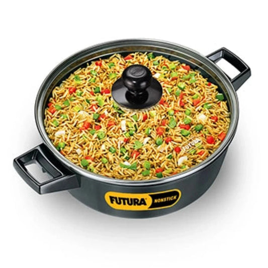 Futura Nonstick 3 Ltr Cook n Serve Bowl With Glass Lid By Hawkins NCB30G