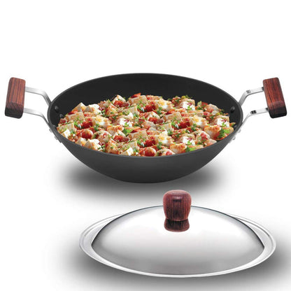 Futura Nonstick 2.5 Ltr Deep Fry Wok Pan (Flat Bottom) by Hawkins ND25S