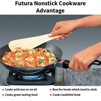 Futura Nonstick 2 Ltr Deep Fry Pan Wok (Flat Bottom, Long Handle) by Hawkins