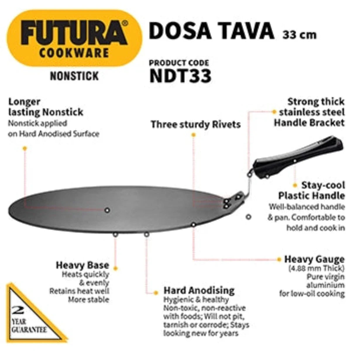 Futura Nonstick Dosa Tava/Tawa by Hawkins NDT33