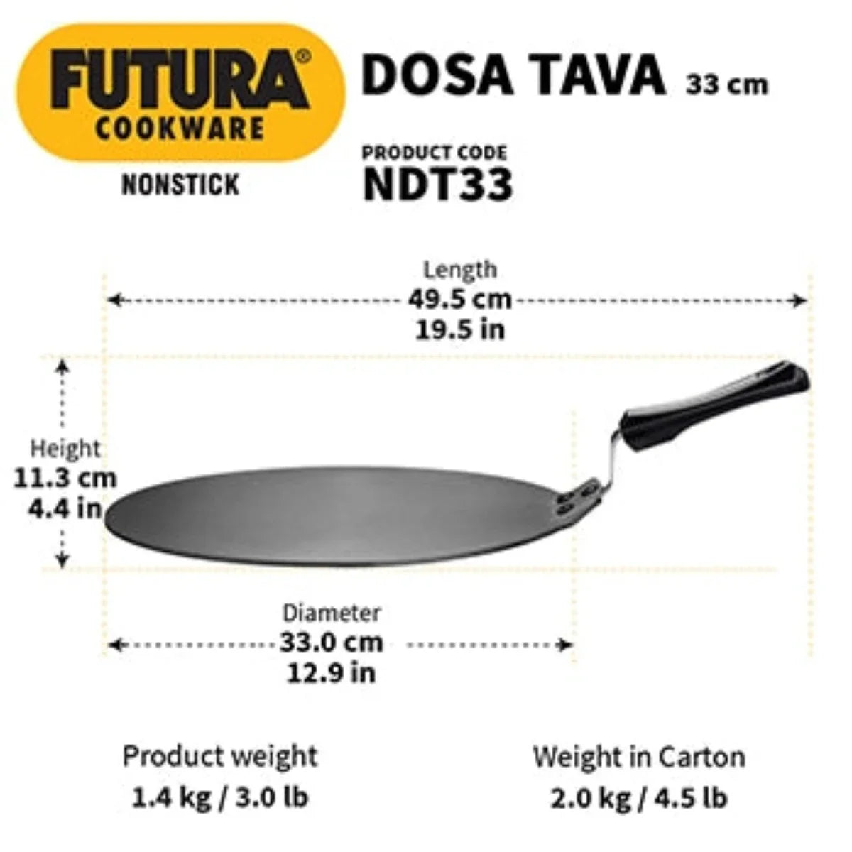 Futura Nonstick Dosa Tava/Tawa by Hawkins NDT33