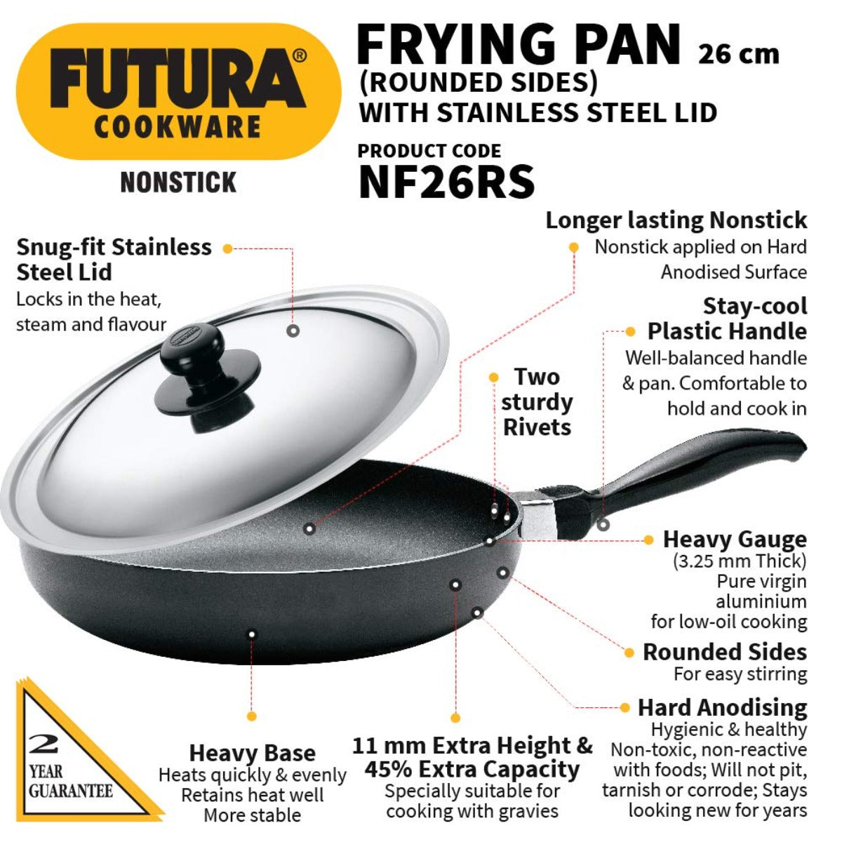 Futura Nonstick 24cm Round Frying Pan By Hawkins