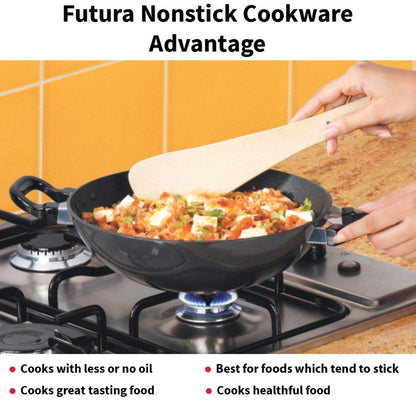 Futura Nonstick Deep Wok Pan Kadhai (Round Bottom) by Hawkins