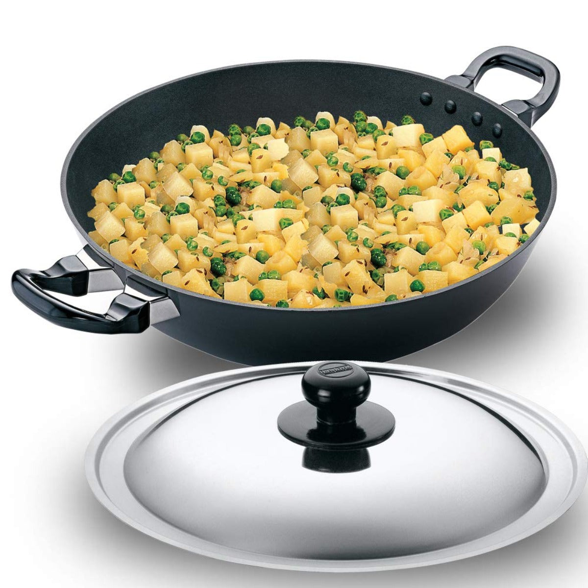 Futura Nonstick Deep Wok Pan (Round Bottom) With SS Lid by Hawkins NK40S