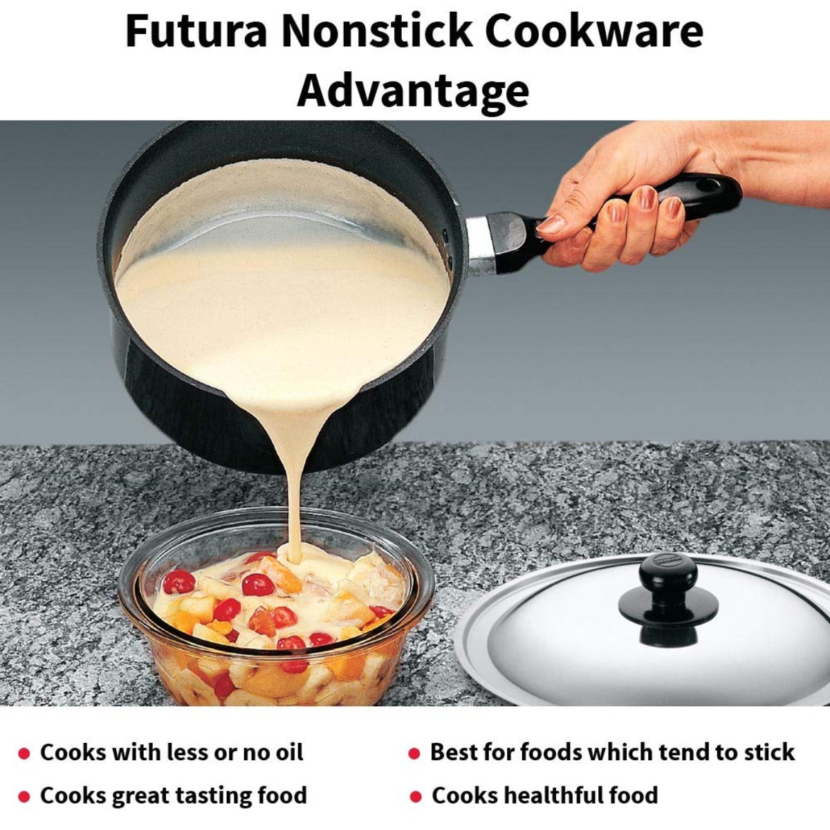 Futura Nonstick 1 Ltr Saucepan With Stainless Steel Lid By Hawkins