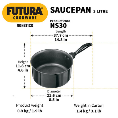 Futura Nonstick 3 Ltr Saucepan by Hawkins NS30